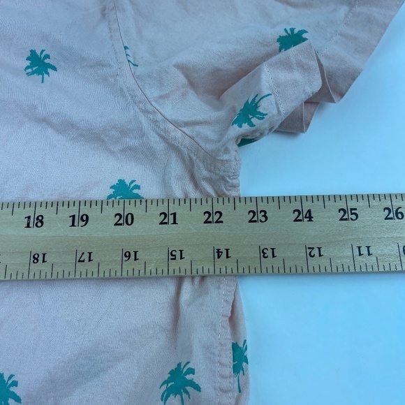 City Streets Button Down Shirt Mens XL Peach Green Palm Trees - Picture 7 of 8